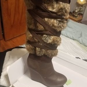 Knee wedges boots